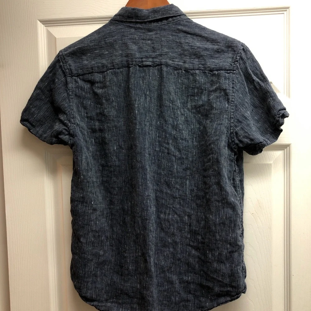 Denim & Flower Men's Short-Sleeve Button-Down Shirt - Dark Blue - Picture 2 of 6